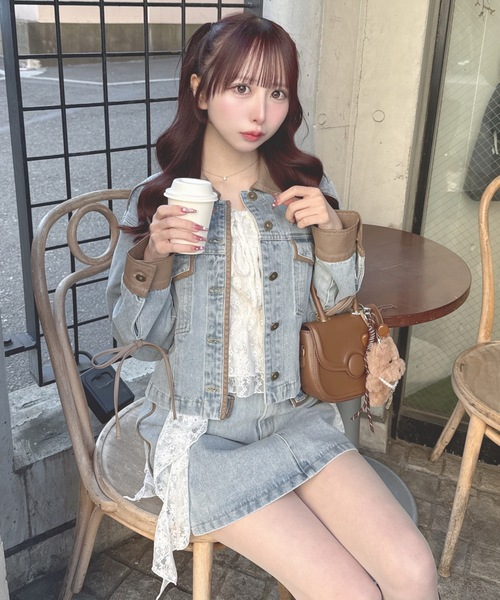 one way（ワンウェイ）の「パイピングデニムジャケット（テーラードジャケット・レディース・ブルー/インディゴブルー/ホワイト・FREE）」の3枚目の写真