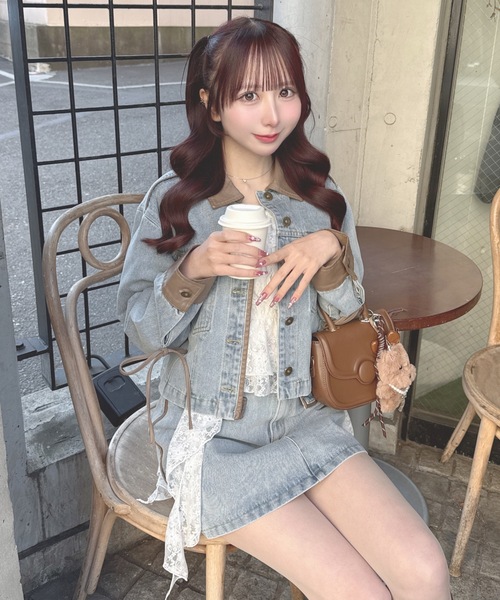 one way（ワンウェイ）の「パイピングデニムジャケット（テーラードジャケット・レディース・ブルー/インディゴブルー/ホワイト・FREE）」の12枚目の写真