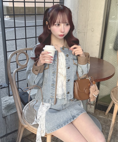 one way（ワンウェイ）の「パイピングデニムジャケット（テーラードジャケット・レディース・ブルー/インディゴブルー/ホワイト・FREE）」の13枚目の写真