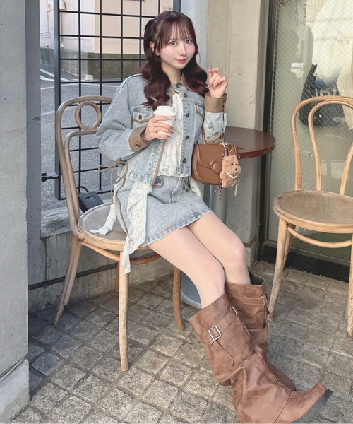 one way（ワンウェイ）の「パイピングデニムジャケット（テーラードジャケット・レディース・ブルー/インディゴブルー/ホワイト・FREE）」の15枚目の写真