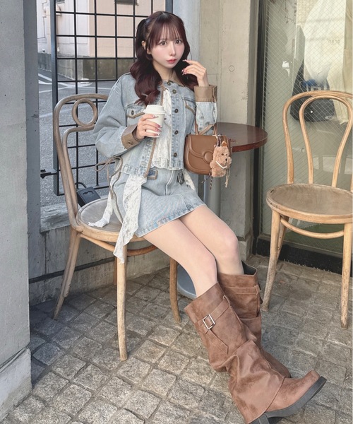 one way（ワンウェイ）の「パイピングデニムジャケット（テーラードジャケット・レディース・ブルー/インディゴブルー/ホワイト・FREE）」の16枚目の写真