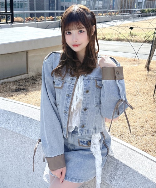 one way（ワンウェイ）の「パイピングデニムジャケット（テーラードジャケット・レディース・ブルー/インディゴブルー/ホワイト・FREE）」の18枚目の写真