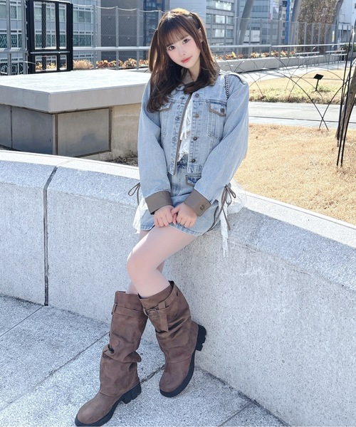 one way（ワンウェイ）の「パイピングデニムジャケット（テーラードジャケット・レディース・ブルー/インディゴブルー/ホワイト・FREE）」の21枚目の写真