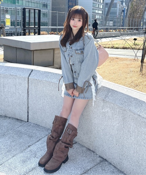 one way（ワンウェイ）の「パイピングデニムジャケット（テーラードジャケット・レディース・ブルー/インディゴブルー/ホワイト・FREE）」の22枚目の写真