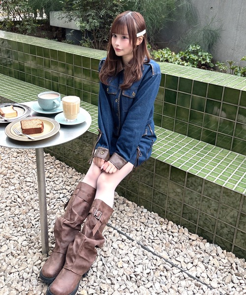 one way（ワンウェイ）の「パイピングデニムジャケット（テーラードジャケット・レディース・ブルー/インディゴブルー/ホワイト・FREE）」の9枚目の写真