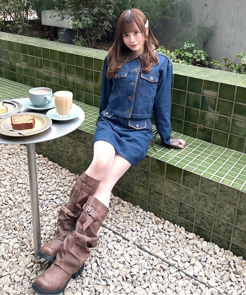 one way（ワンウェイ）の「パイピングデニムジャケット（テーラードジャケット・レディース・ブルー/インディゴブルー/ホワイト・FREE）」の11枚目の写真