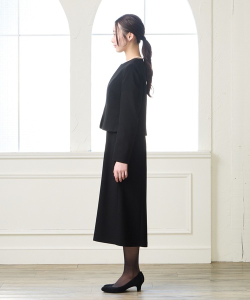 AIMER（エメ）の「【喪服・礼服】ウォッシャブル ノーカラージャケット・上身頃ジョーゼットボレロ風ワンピース 2点セットブラックフォーマルアンサンブル（スーツセット・レディース・ブラック・7号/9号/11号/13号/15号）」の7枚目の写真