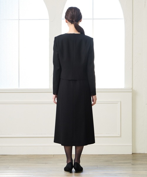 AIMER（エメ）の「【喪服・礼服】ウォッシャブル ノーカラージャケット・上身頃ジョーゼットボレロ風ワンピース 2点セットブラックフォーマルアンサンブル（スーツセット・レディース・ブラック・7号/9号/11号/13号/15号）」の8枚目の写真