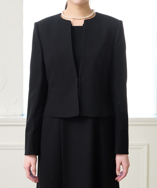 AIMER（エメ）の「【喪服・礼服】ウォッシャブル ノーカラージャケット・上身頃ジョーゼットボレロ風ワンピース 2点セットブラックフォーマルアンサンブル（スーツセット・レディース・ブラック・7号/9号/11号/13号/15号）」の9枚目の写真