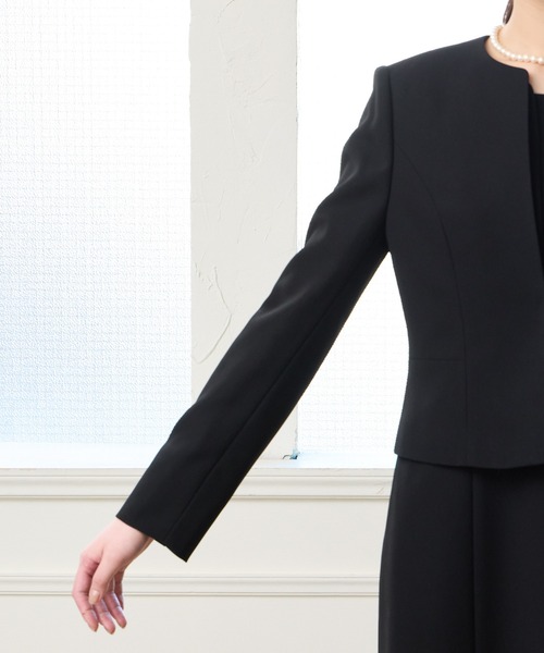 AIMER（エメ）の「【喪服・礼服】ウォッシャブル ノーカラージャケット・上身頃ジョーゼットボレロ風ワンピース 2点セットブラックフォーマルアンサンブル（スーツセット・レディース・ブラック・7号/9号/11号/13号/15号）」の11枚目の写真