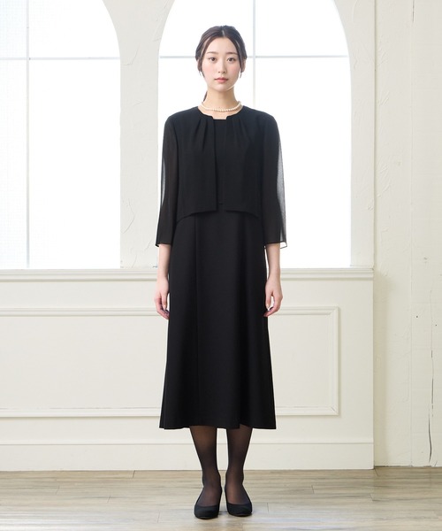 AIMER（エメ）の「【喪服・礼服】ウォッシャブル ノーカラージャケット・上身頃ジョーゼットボレロ風ワンピース 2点セットブラックフォーマルアンサンブル（スーツセット・レディース・ブラック・7号/9号/11号/13号/15号）」の17枚目の写真