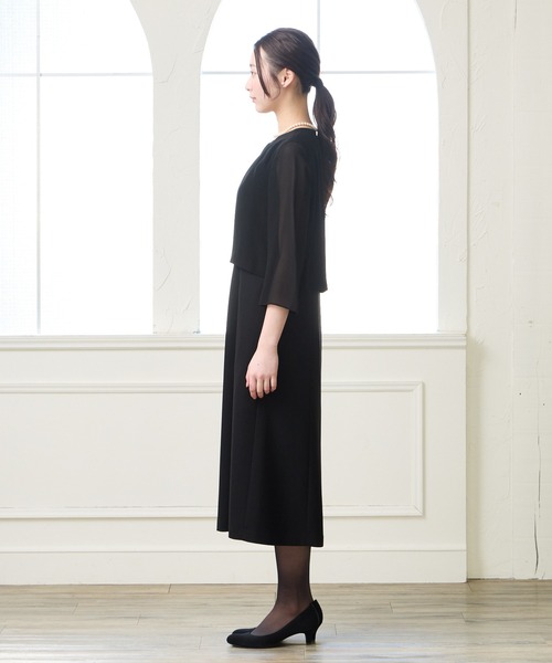 AIMER（エメ）の「【喪服・礼服】ウォッシャブル ノーカラージャケット・上身頃ジョーゼットボレロ風ワンピース 2点セットブラックフォーマルアンサンブル（スーツセット・レディース・ブラック・7号/9号/11号/13号/15号）」の18枚目の写真