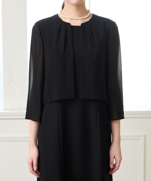 AIMER（エメ）の「【喪服・礼服】ウォッシャブル ノーカラージャケット・上身頃ジョーゼットボレロ風ワンピース 2点セットブラックフォーマルアンサンブル（スーツセット・レディース・ブラック・7号/9号/11号/13号/15号）」の20枚目の写真