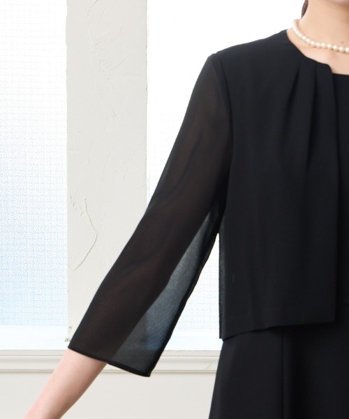 AIMER（エメ）の「【喪服・礼服】ウォッシャブル ノーカラージャケット・上身頃ジョーゼットボレロ風ワンピース 2点セットブラックフォーマルアンサンブル（スーツセット・レディース・ブラック・7号/9号/11号/13号/15号）」の22枚目の写真
