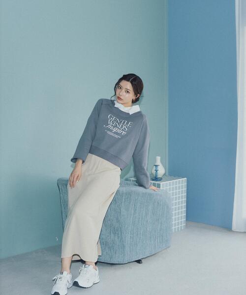 PROPORTION BODY DRESSING(プロポーションボディドレッシング)の「<ウォッシャブル><a>ラグランロゴトップス / 1216169203(Tシャツ/カットソー・レディース・グレー/ダークグレー/オフホワイト・FREE)」の6枚目の写真