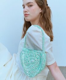 FUN FROM FUN（ファンフロムファン）の「HANDMADE HEART BAG, IVORY+MINT（トートバッグ）」
