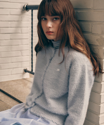 HAIRY LOGO CARDIGAN GRAY