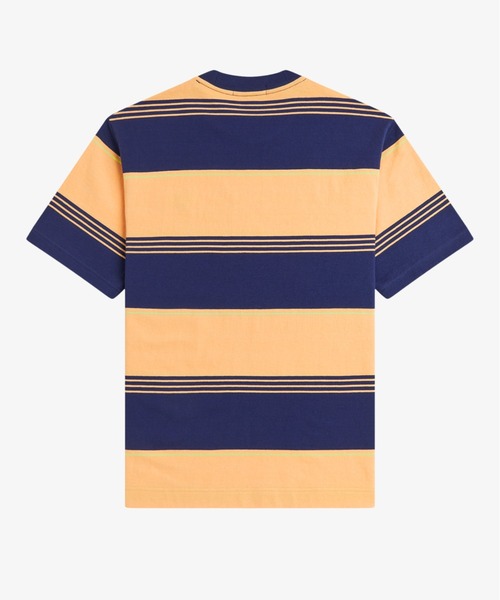FRED PERRY(フレッドペリー)の「Heavyweight Striped T-Shirt/ヘビーウェイトストライプTシャツ(Tシャツ/カットソー・メンズ・ダークブルー/ホワイト/ベージュ/オレンジ・S/M/L)」の6枚目の写真