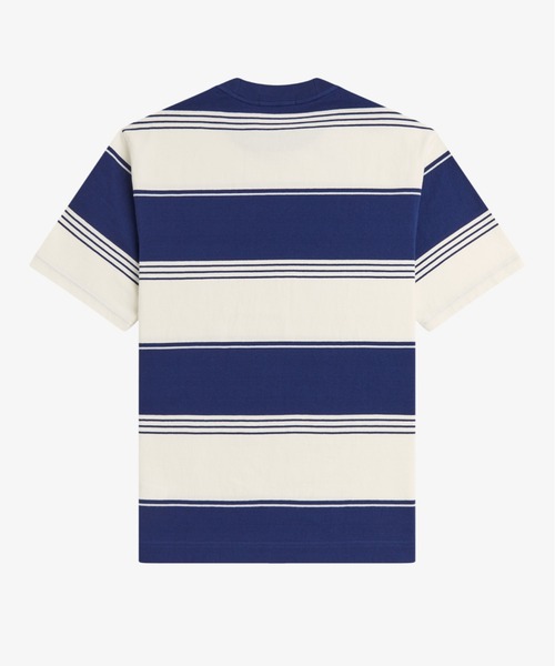 FRED PERRY(フレッドペリー)の「Heavyweight Striped T-Shirt/ヘビーウェイトストライプTシャツ(Tシャツ/カットソー・メンズ・ダークブルー/ホワイト/ベージュ/オレンジ・S/M/L)」の12枚目の写真