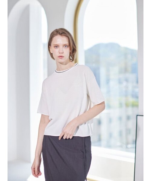 AYIHOLIC CASHMERE(アイホリックカシミア)の「セミオーバー ローリングアップ ラウンドニット(ニット/セーター・レディース・ホワイト・FREE)」の2枚目の写真