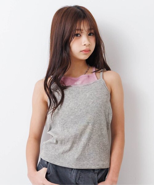 algy（アルジー）の「パッド付きレイヤード風キャミ（キャミソール・キッズ・ブラック/グレー/オフホワイト/その他2・130/140/150/160）」の3枚目の写真