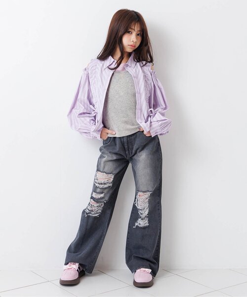 algy（アルジー）の「パッド付きレイヤード風キャミ（キャミソール・キッズ・ブラック/グレー/オフホワイト/その他2・130/140/150/160）」の11枚目の写真