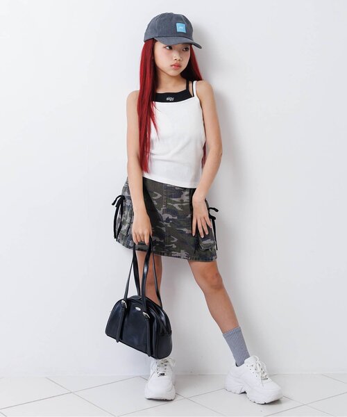 algy（アルジー）の「パッド付きレイヤード風キャミ（キャミソール・キッズ・ブラック/グレー/オフホワイト/その他2・130/140/150/160）」の14枚目の写真