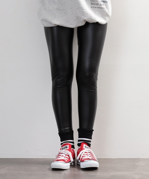 crossi(クロッシー)の「ボーダー柄裾リブ フェイクレザー レギンスパンツ(その他パンツ・レディース・ブラック・40)」の12枚目の写真