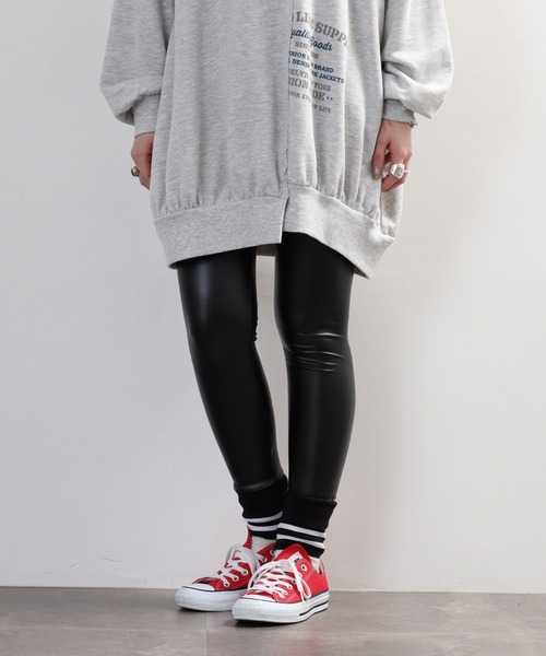 crossi(クロッシー)の「ボーダー柄裾リブ フェイクレザー レギンスパンツ(その他パンツ・レディース・ブラック・40)」の6枚目の写真