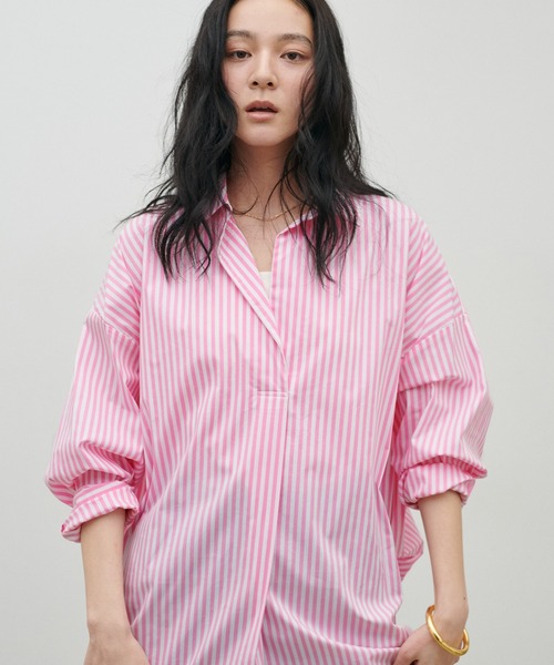LARUTA(ラルータ)の「【LARUTA】スキッパー長袖シャツ(シャツ/ブラウス・レディース・その他1/ミント/ネイビー/オフホワイト/サックスブルー・FREE)」の5枚目の写真