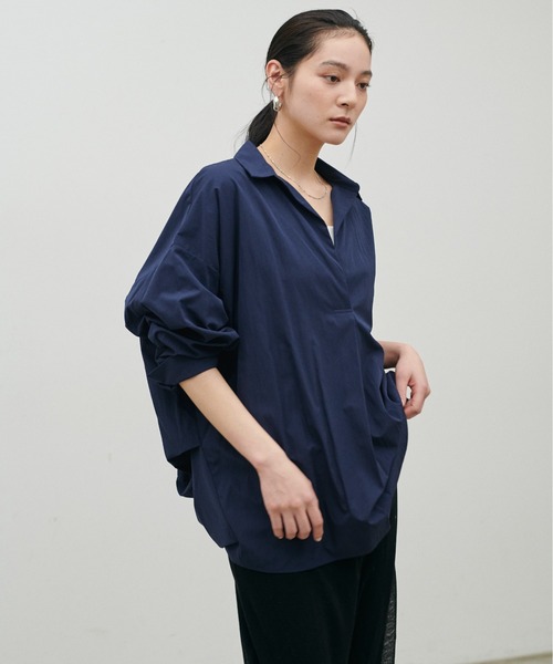 LARUTA(ラルータ)の「【LARUTA】スキッパー長袖シャツ(シャツ/ブラウス・レディース・その他1/ミント/ネイビー/オフホワイト/サックスブルー・FREE)」の3枚目の写真