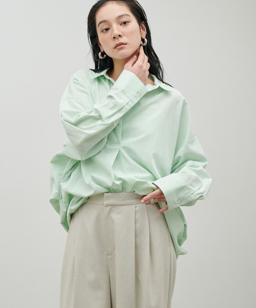 LARUTA(ラルータ)の「【LARUTA】スキッパー長袖シャツ(シャツ/ブラウス・レディース・その他1/ミント/ネイビー/オフホワイト/サックスブルー・FREE)」の11枚目の写真