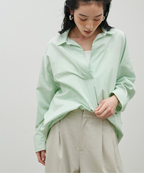 LARUTA(ラルータ)の「【LARUTA】スキッパー長袖シャツ(シャツ/ブラウス・レディース・その他1/ミント/ネイビー/オフホワイト/サックスブルー・FREE)」の13枚目の写真