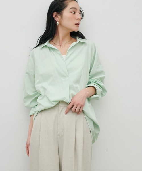 LARUTA(ラルータ)の「【LARUTA】スキッパー長袖シャツ(シャツ/ブラウス・レディース・その他1/ミント/ネイビー/オフホワイト/サックスブルー・FREE)」の14枚目の写真