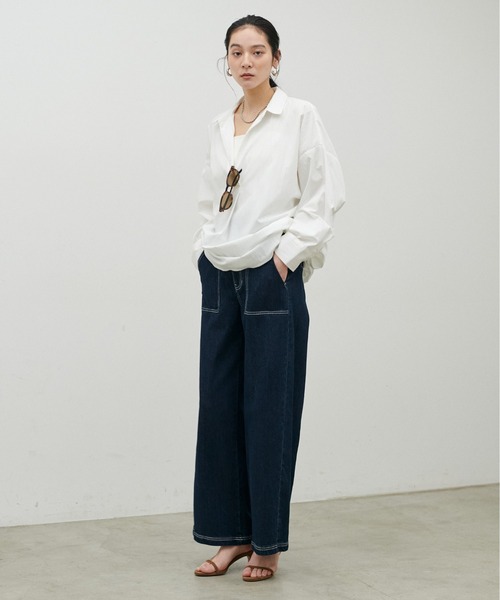 LARUTA(ラルータ)の「【LARUTA】スキッパー長袖シャツ(シャツ/ブラウス・レディース・その他1/ミント/ネイビー/オフホワイト/サックスブルー・FREE)」の10枚目の写真