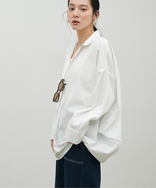 LARUTA(ラルータ)の「【LARUTA】スキッパー長袖シャツ(シャツ/ブラウス・レディース・その他1/ミント/ネイビー/オフホワイト/サックスブルー・FREE)」の9枚目の写真