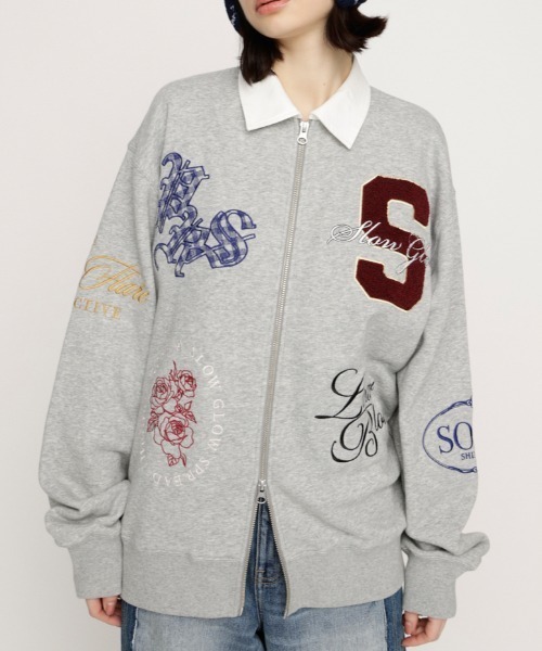 SLY(スライ)の「【2026SS新作】PATCH LOGO TOPS パッチロゴトップス 冬服 春服(スウェット・レディース・杢グレー/グリーン/ネイビー・FREE)」の2枚目の写真