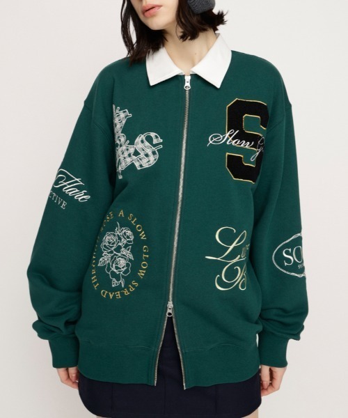 SLY(スライ)の「【2026SS新作】PATCH LOGO TOPS パッチロゴトップス 冬服 春服(スウェット・レディース・杢グレー/グリーン/ネイビー・FREE)」の3枚目の写真