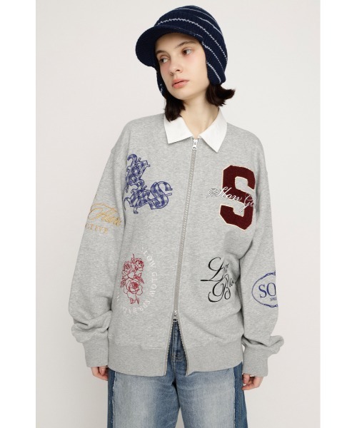 SLY(スライ)の「【2026SS新作】PATCH LOGO TOPS パッチロゴトップス 冬服 春服(スウェット・レディース・杢グレー/グリーン/ネイビー・FREE)」の4枚目の写真