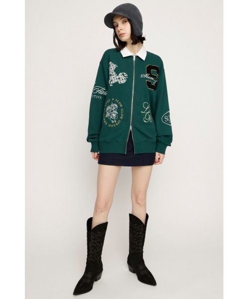 SLY(スライ)の「【2026SS新作】PATCH LOGO TOPS パッチロゴトップス 冬服 春服(スウェット・レディース・杢グレー/グリーン/ネイビー・FREE)」の19枚目の写真