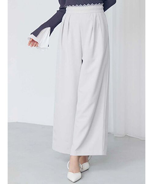 MERCURYDUO（マーキュリーデュオ）の「レースレイヤードタックパンツ（その他パンツ・レディース・ベージュ/チャコールグレー・MEDIUM/SMALL）」の6枚目の写真