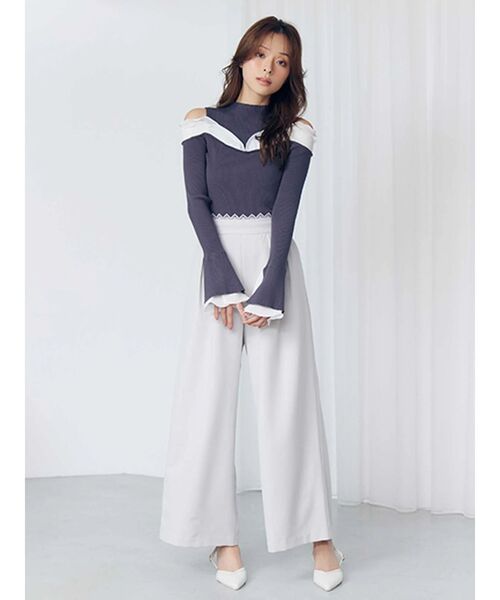 MERCURYDUO（マーキュリーデュオ）の「レースレイヤードタックパンツ（その他パンツ・レディース・ベージュ/チャコールグレー・MEDIUM/SMALL）」の3枚目の写真