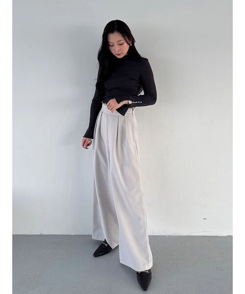 MERCURYDUO（マーキュリーデュオ）の「レースレイヤードタックパンツ（その他パンツ・レディース・ベージュ/チャコールグレー・MEDIUM/SMALL）」の11枚目の写真