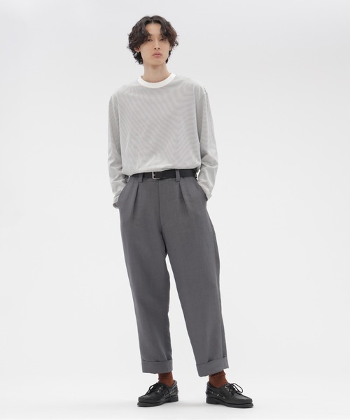 MARGARET HOWELL(マーガレットハウエル)の「COTTON STRIPE JERSEY(Tシャツ/カットソー・メンズ・ブルー/ホワイト×ブラック・MEDIUM/LARGE)」の3枚目の写真