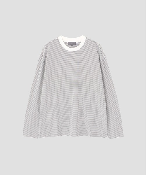MARGARET HOWELL(マーガレットハウエル)の「COTTON STRIPE JERSEY(Tシャツ/カットソー・メンズ・ブルー/ホワイト×ブラック・MEDIUM/LARGE)」の6枚目の写真