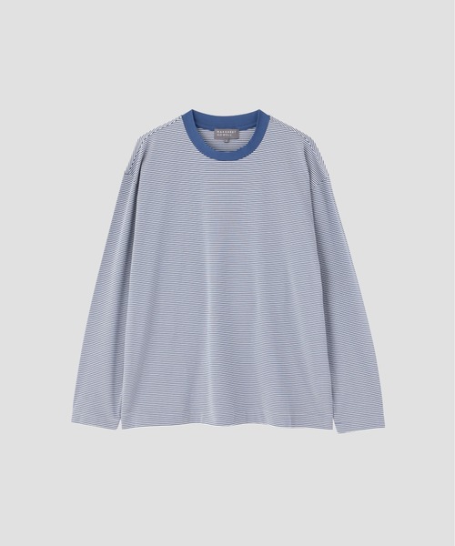 MARGARET HOWELL(マーガレットハウエル)の「COTTON STRIPE JERSEY(Tシャツ/カットソー・メンズ・ブルー/ホワイト×ブラック・MEDIUM/LARGE)」の11枚目の写真