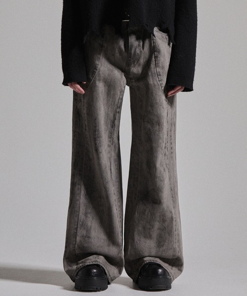 GRANCY(�O�����V�[)�́yGRANCY�zSeam Design Wide Straight Denim Pants / �V�[���f�U�C�����C�h�X�g���[�g�f�j���p���c(�f�j���p���c)