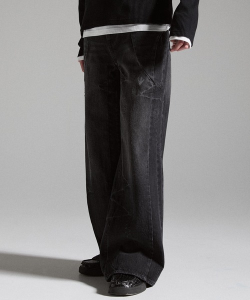 GRANCY（グランシー）の「【GRANCY】Seam Design Wide Straight Denim Pants / シームデザインワイドストレートデニムパンツ（デニムパンツ・メンズ・ブルー/ブラック・S/M/L）」の7枚目の写真