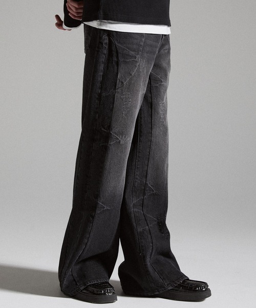 GRANCY（グランシー）の「【GRANCY】Seam Design Wide Straight Denim Pants / シームデザインワイドストレートデニムパンツ（デニムパンツ・メンズ・ブルー/ブラック・S/M/L）」の9枚目の写真