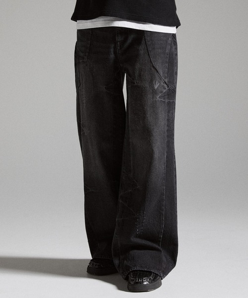 GRANCY（グランシー）の「【GRANCY】Seam Design Wide Straight Denim Pants / シームデザインワイドストレートデニムパンツ（デニムパンツ・メンズ・ブルー/ブラック・S/M/L）」の10枚目の写真